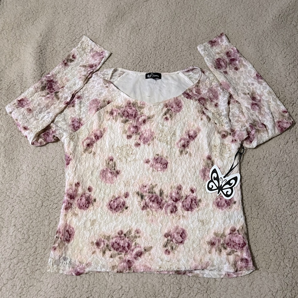 🖤New Girls Junior Self Esteem White Lace Top🖤